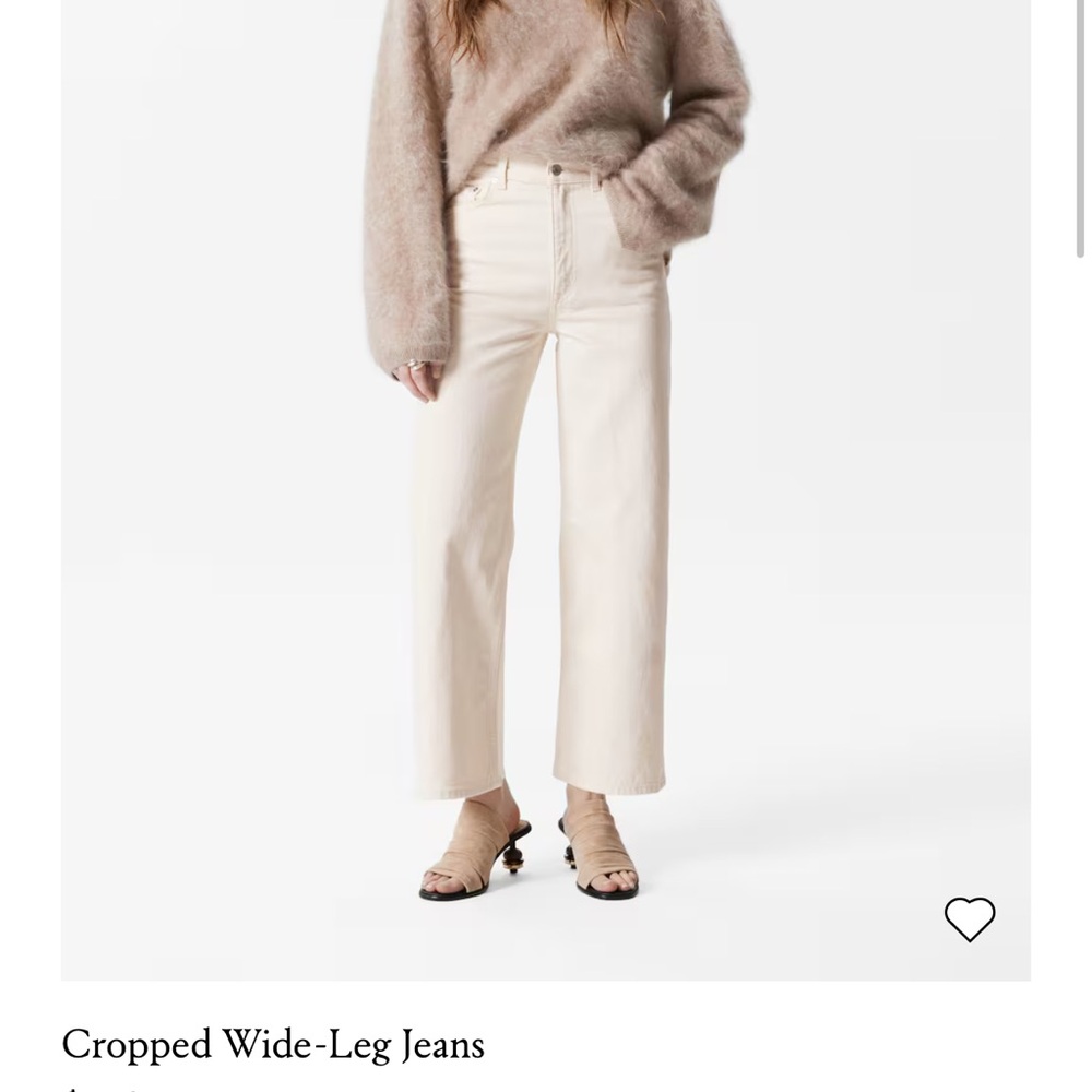& Other Stories Treasure Cut Crop Wide Leg Jeans in Off-White